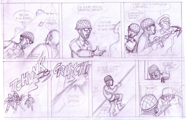 Commando Blitz : planche crayonnée annulée