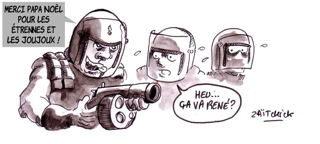 Pour ses étrennes il a eu un flash-ball à six coups...