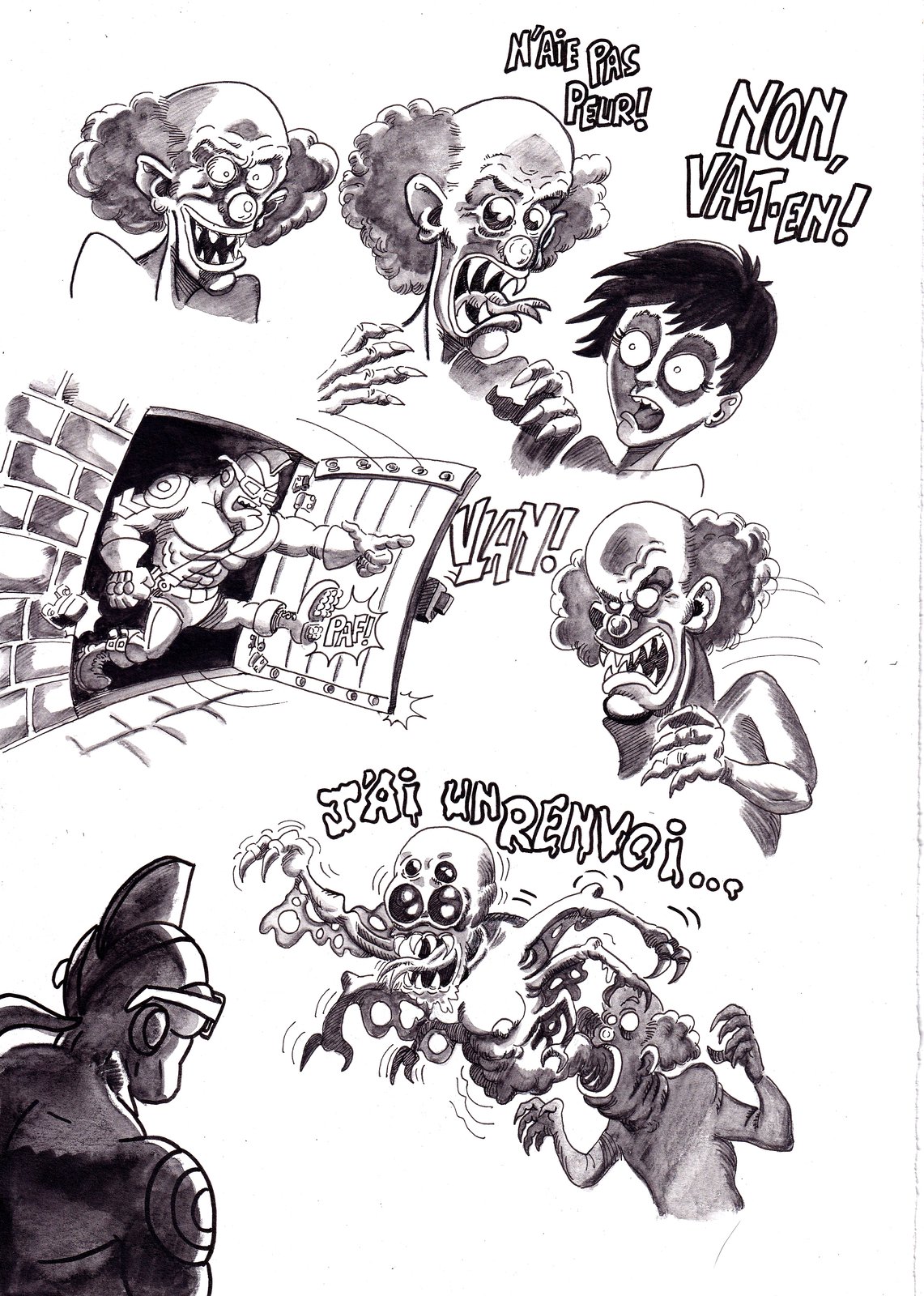 Le Brigadier, La Brigade des Monstres, épisode 5, planche noir et blanc.