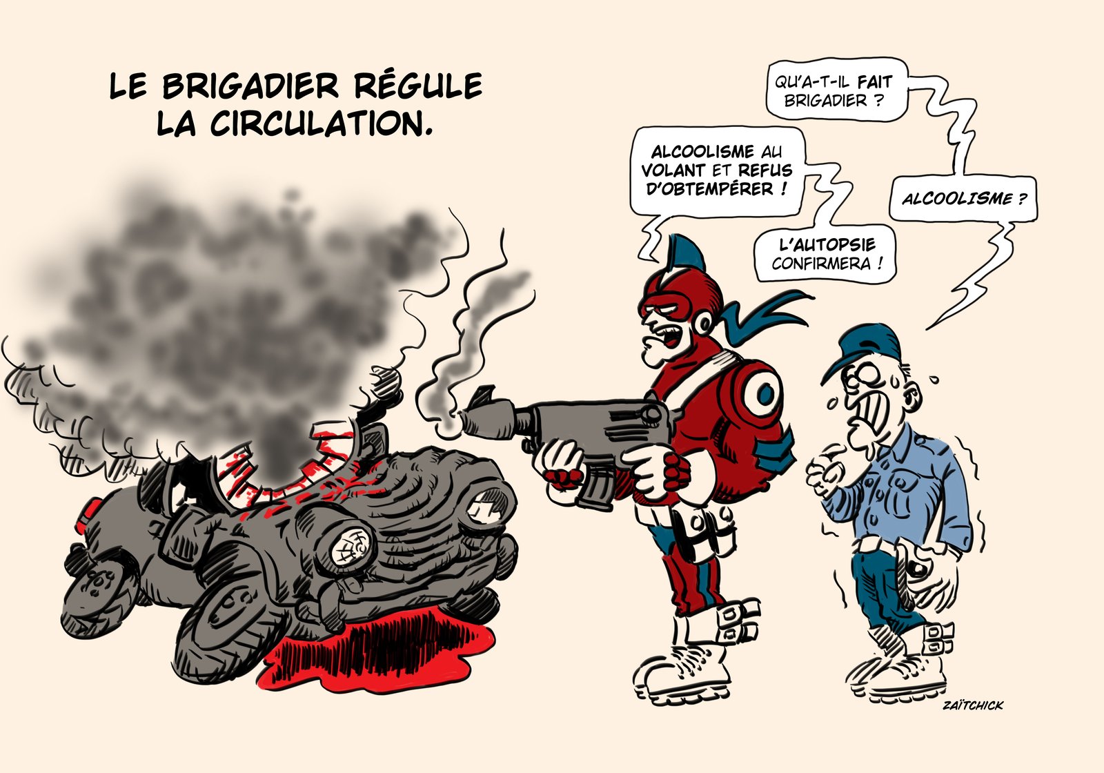 Le Brigadier règle la circulation