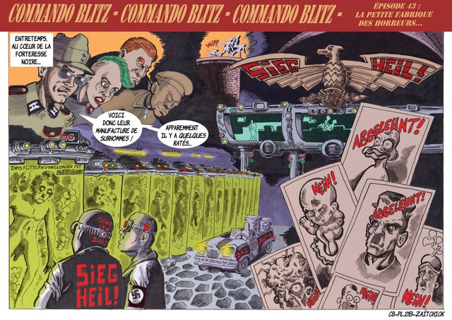 Commando Blitz, planche 21B : la petite fabrique des horreurs.