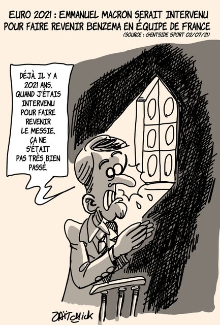 Macron la Poisse (un dessin, deux versions)